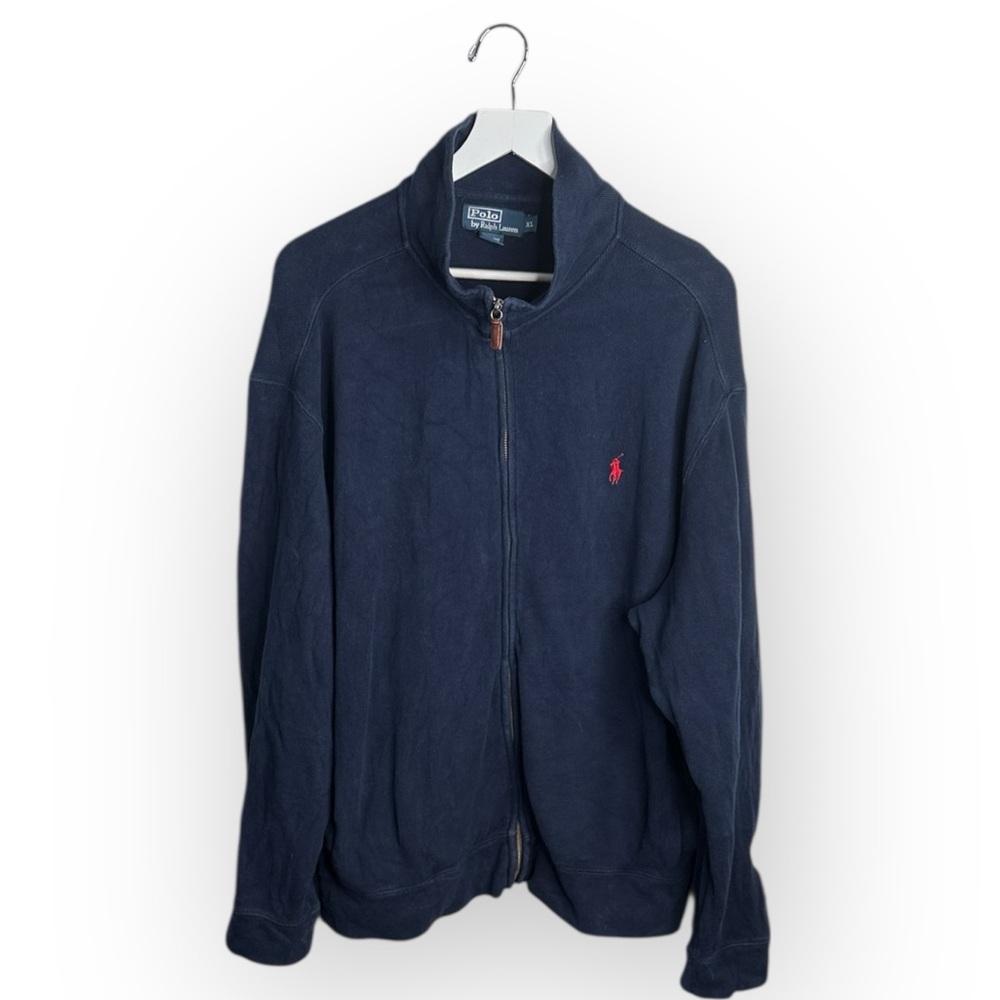 Polo By Ralph Lauren Mens Jacket Vintage Full Zip 100% Cotton in Blue M-341 Sz L